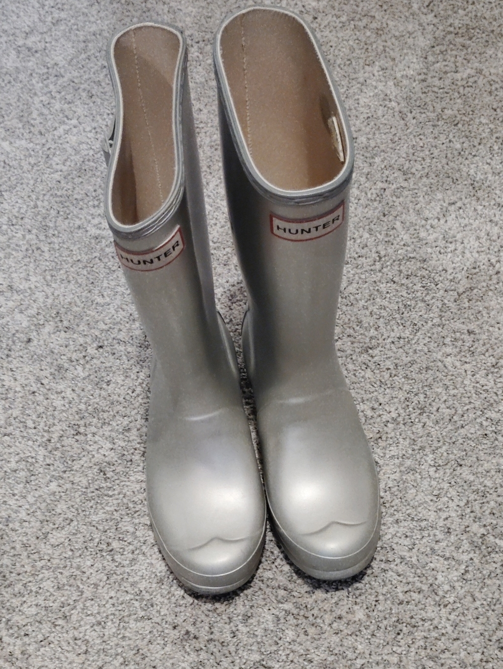 Hunter Kids Metallic Silver Tall Rain Boots